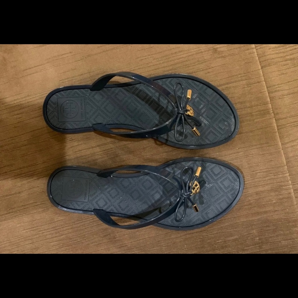 Tory Burch Navy Jelly Thong Sandals